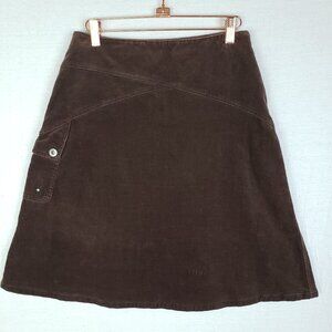 Vintage Y2K IsIs Corduroy Skirt Brown A-line Cargo Pocket Utility Hippie size 4